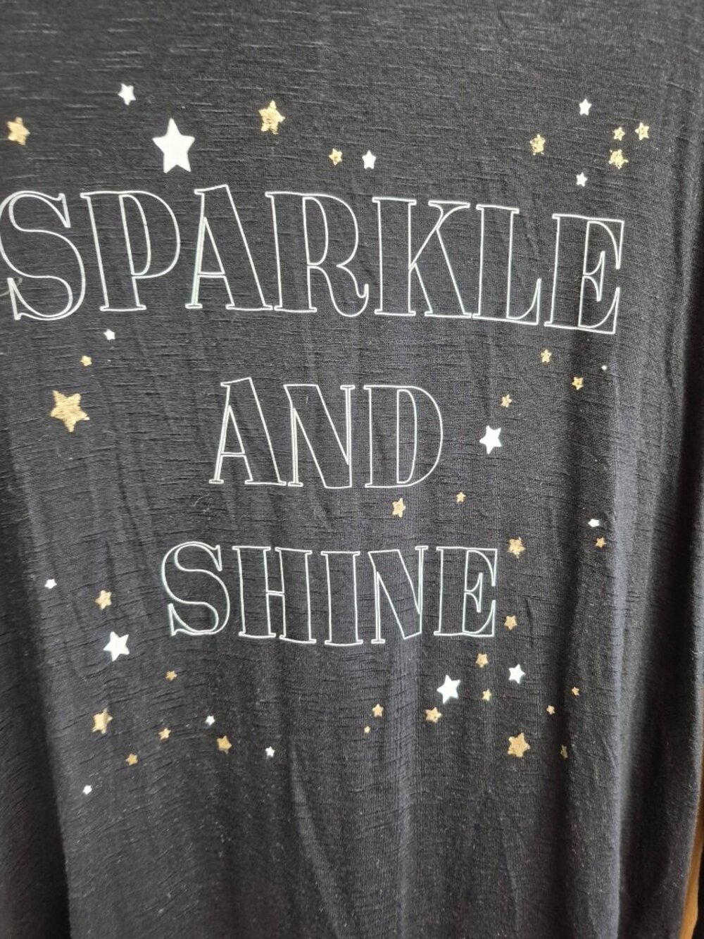 Knox Rose Womens Black Long-Sleeve Graphic Tee "Sparkle And Shine" S - Picture 5 of 7